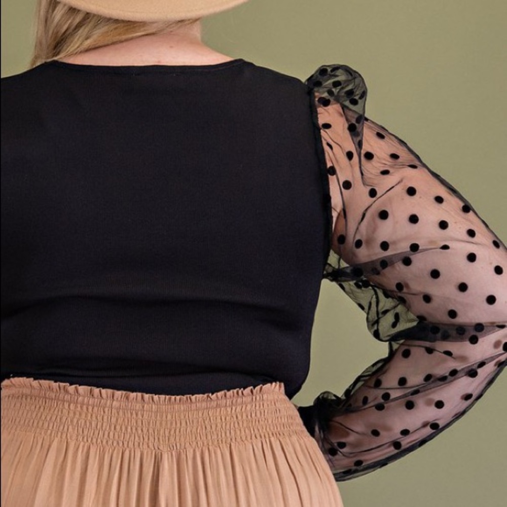 *PREORDER* Bonjour Polka Dot Square Neck Plus Size Top - Picture 4 of 4